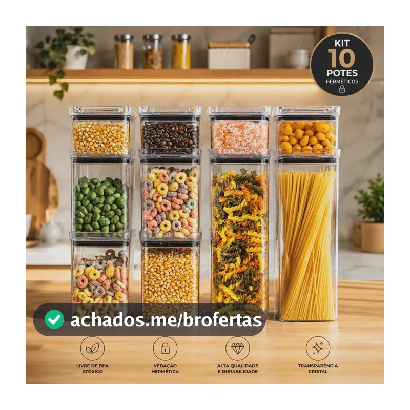 Kit 10 Porta Mantimentos Hermetico, Pote Para Alimentos