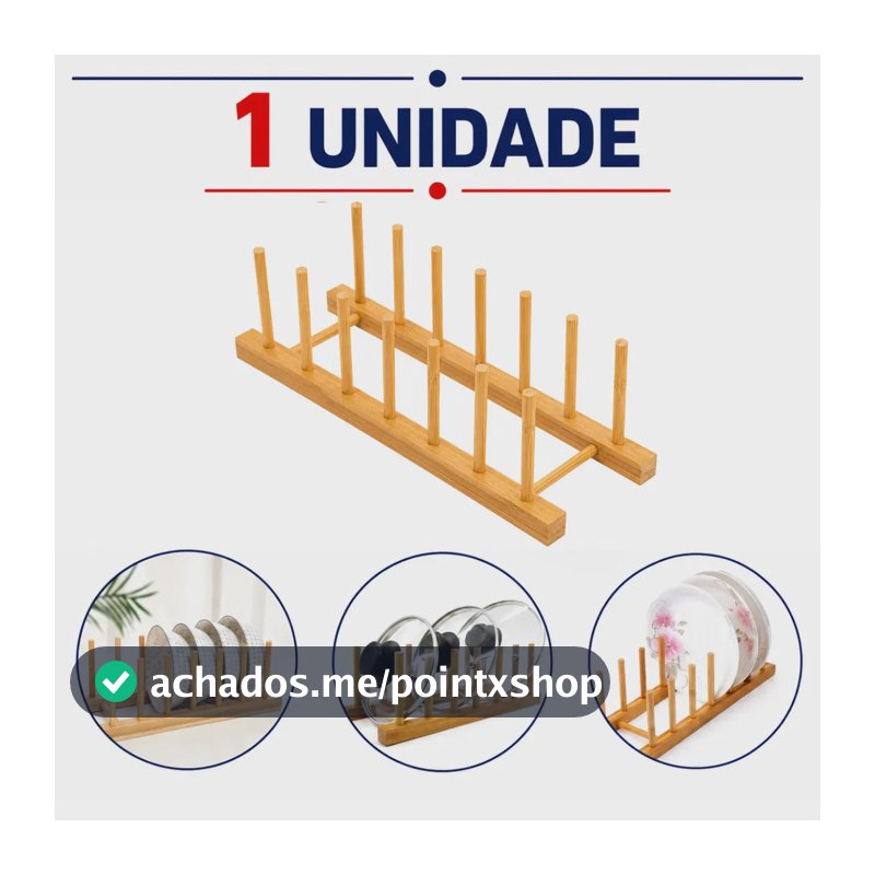 Escorredor Madeira Suporte Pratos Louca Copos Bancada Multiuso Bambu Organizador Cozinha Bar Restaurante 6 Divisórias