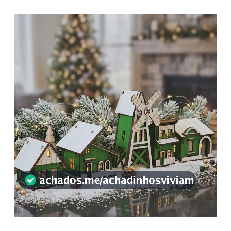 Vila De Natal Kit 5 Casinhas Miniatura Decoração Natalina