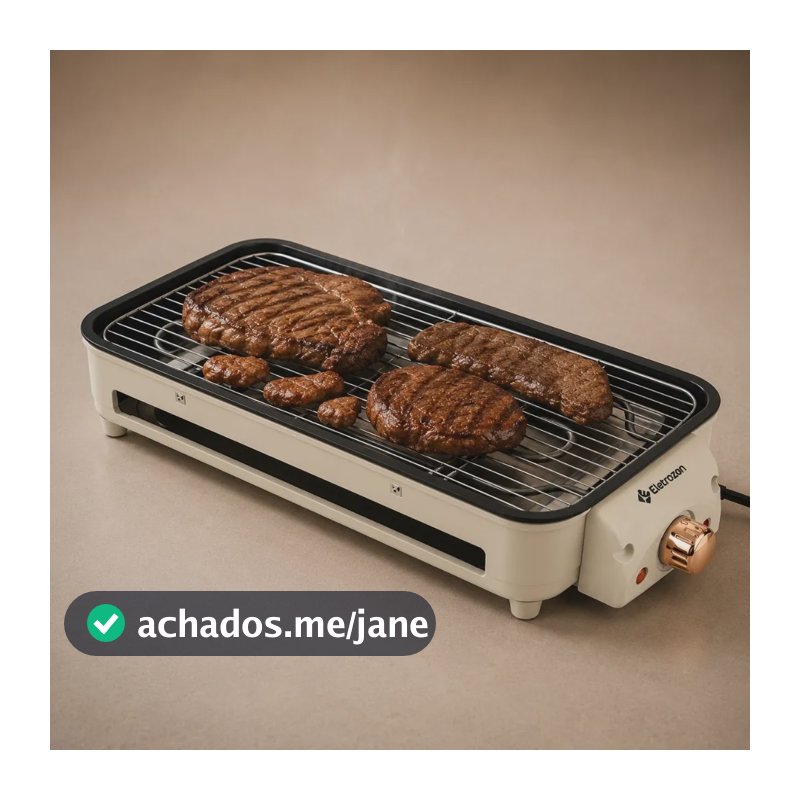 Churrasqueira Eletrica Para Bancada Com Pe Grill Sem Fumaça Bege - 127v