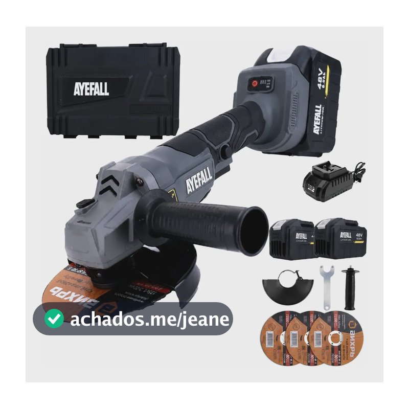 Esmerilhadeira Lixadeira Angular Brushless 125mm 48v Bateria Cinza-escuro 127/220v