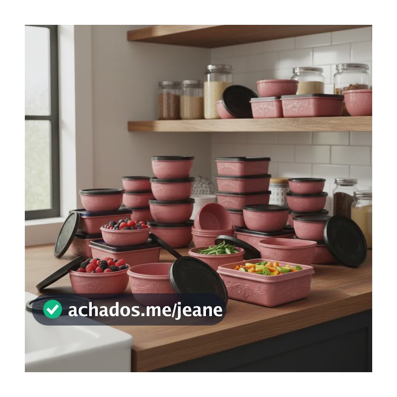 Kit21 Peças Potes Herméticos C/tampas Premium Alta Qualidade Rosa-chiclete