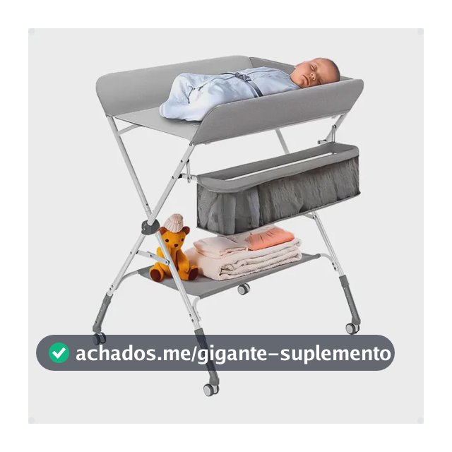 Trocador Portátil Para Bebê Com Porta Fraldas E Retrátil Cinza Animais