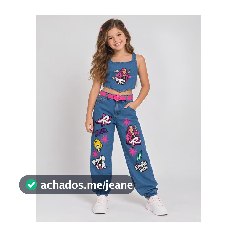 Conjunto Emilly Vick Dos Rosa Jeans Infantil Juvenil Menina Emilly Vick 4