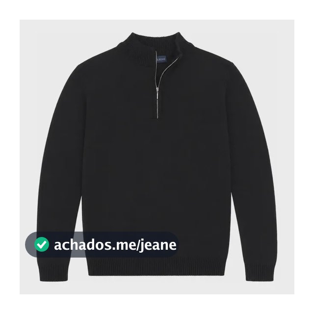 Sueter Masculino Tricot Quarter Ziper Cotton Leve Elegante Preto M
