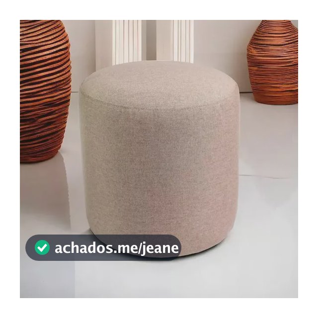 Puff Redondo Banqueta Banco Decorativo Multiuso Linho 40cm