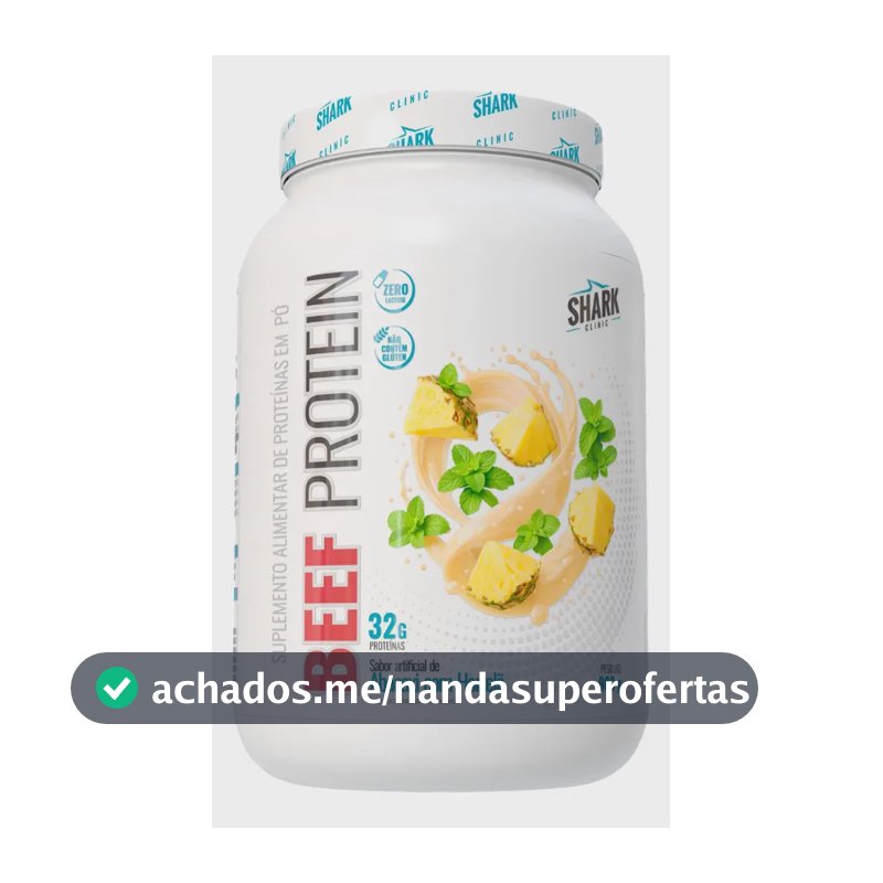 Proteína bovina isolada Shark Pro Whey Beef Zero Lac 900G em pó sabor Abacaxi com hortelã x 900g