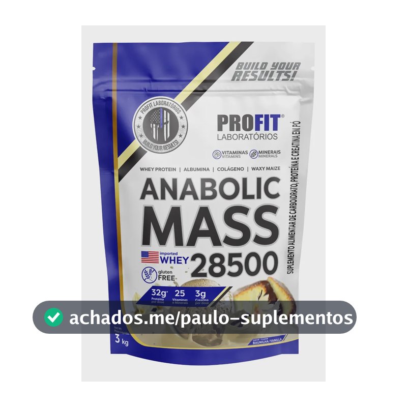Proteína ProFit Laboratórios Hipercaloricos Anabolic Mass 28500 em pó sabor Baunilha x 3kg