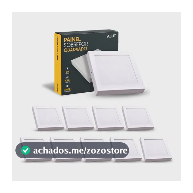 Kit 10 Painel Led Plafon Easy 18w 6500k Branco Frio Bivolt sobrepor Quadrado Cod: ALUT000505-10 Alut By Avant