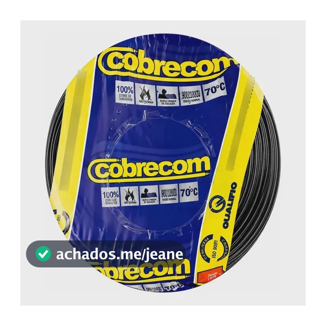 Cabo Flex Fio Cobre 1,5mm Preto 750v Rolo 50m Cobrecom Preto