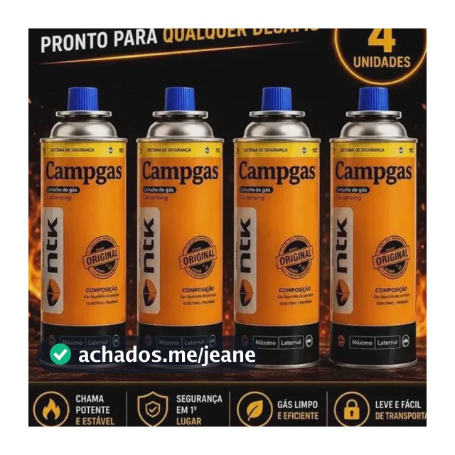 Kit 4 Latas Refil Carga P/ Maçarico Portátil Culinário E Fogareiro Fogão De Camping 227g Marca - Liderança Ferro E Aço Laranja