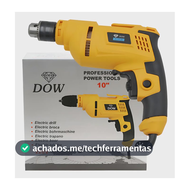 Parafusadeira Furadeira Elétrica DOW 850W Amarela Com Fio