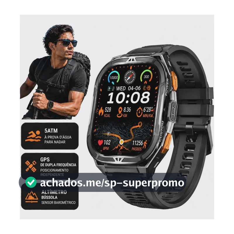 Relógio Smartwatch Esoyip X5 Gps 5atm Esportivo Masculino Preto Sport