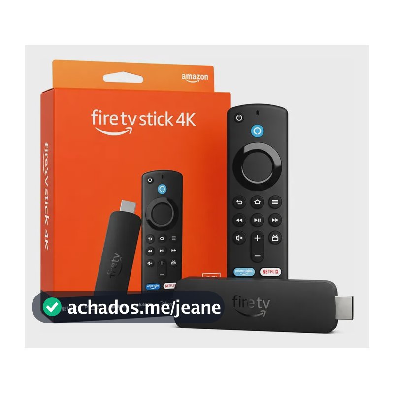 Amazon Fire Tv Stick 4k 2nd ger 8gb armaz 2gb ram Ultra Hd Com Alexa, Wi-fi 6 Preto comando De Voz