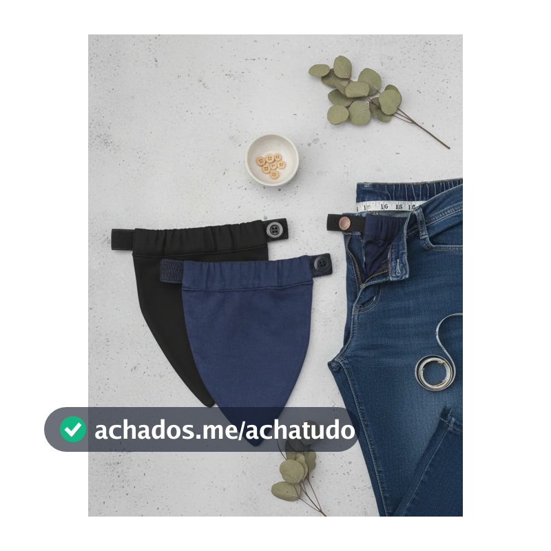Par De Extensor De Calça Jeans Para Grávidas Preto E Marinho Algodão