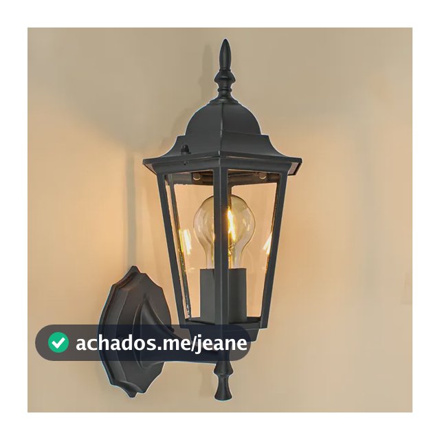 Arandela Colonial Externa Preto Alumínio Vidro Soquete E27 Portofino