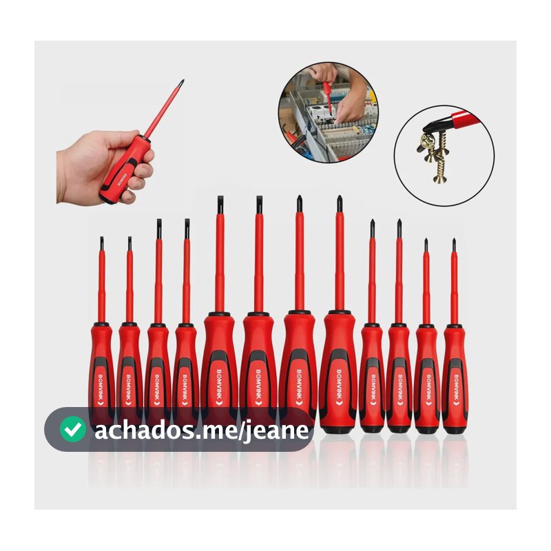 Kit 12 Jogo Chaves Isoladas Imã Fenda E Phillips Eletricista