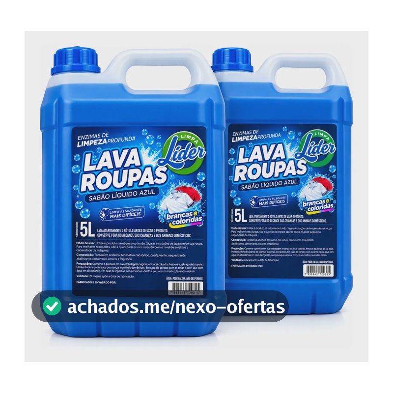 Kit C/ 2un - Lava Roupas Azul 5l - Roupas Limpas E Cheirosas