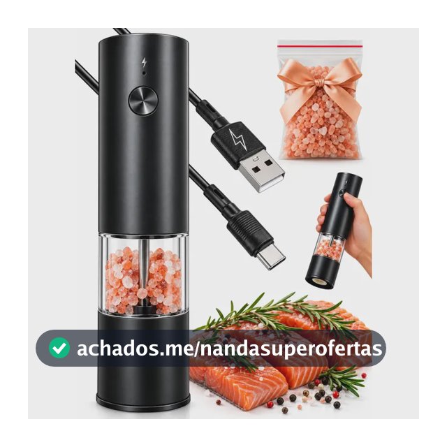 Moedor Elétrico Recarregável Usb Pimenta Sal Grosso Bt Inox Inox/ Acrílico