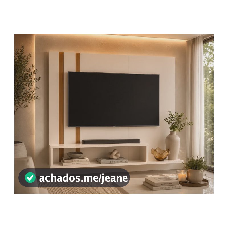 Painel Tv Pompeia Rack Moderno Suspenso Estante Off Sala Off White Cedro