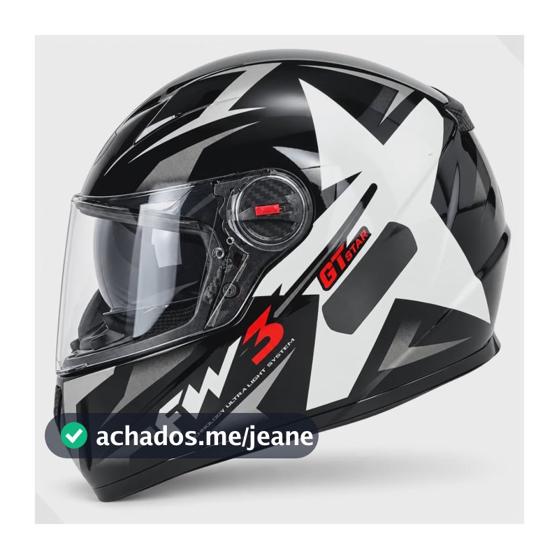 Capacete Moto Fw3 Gtx Star Fechado C/ Óculos Solar Interno Preto Star Fosco 59/60