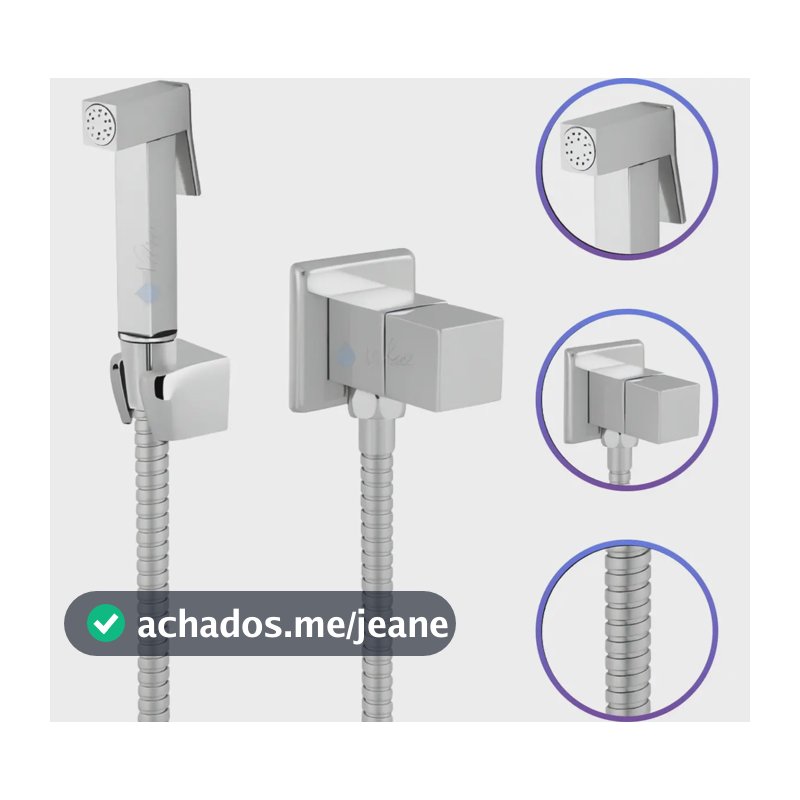 Ducha Higiênica Quadrada Cromada Prateada Padrão Deca Completa Nitro Metais
