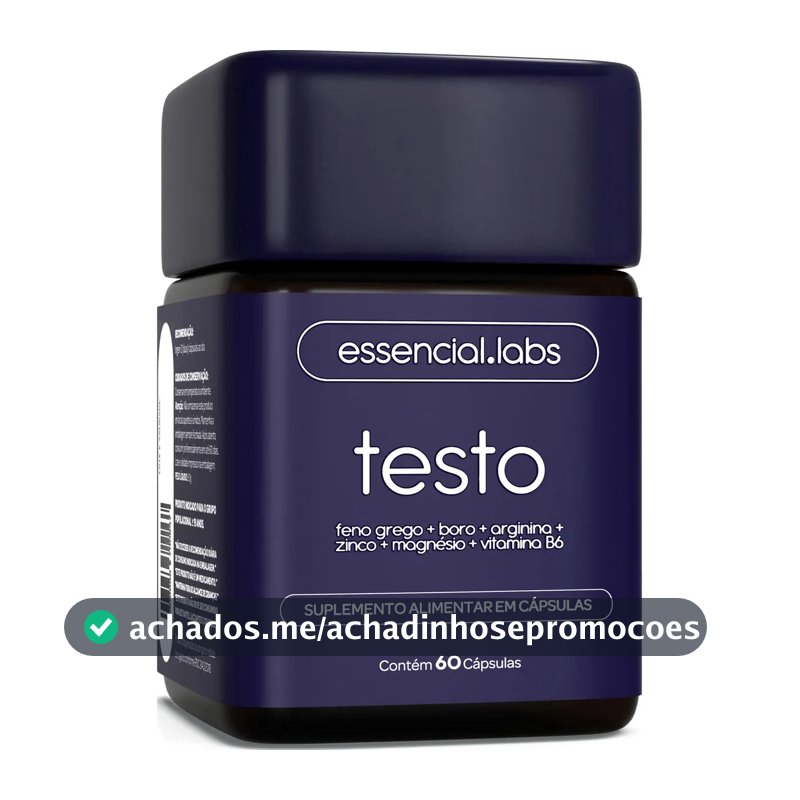 TESTO ESSENCIAL - Fórmula Exclusiva com Feno Grego + Boro + Arginina + ZMA + Vitamina B6 - 60 cápsulas