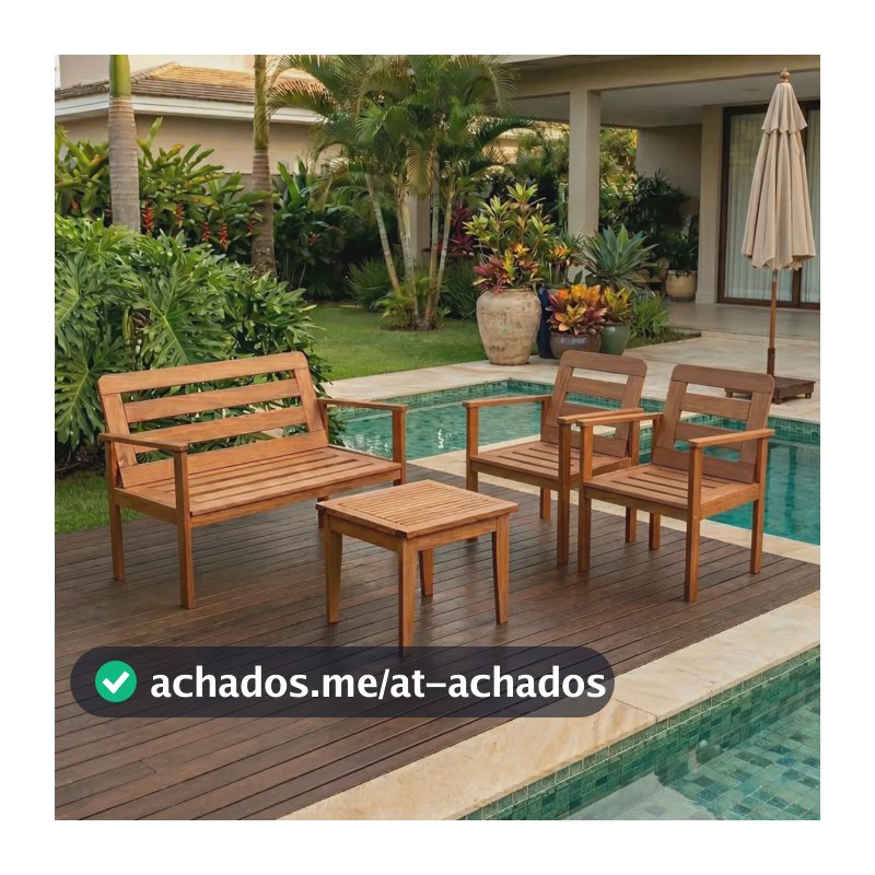 Conjunto Yescasa Jardim 1 Sofá 2 Poltronas E Mesa Madeira
