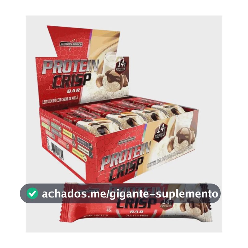Barras de Proteínas Crisp Bar Ninho Creme De Avelã 12 Und Integralmédica Leite Em Pó Com Creme De Avelã