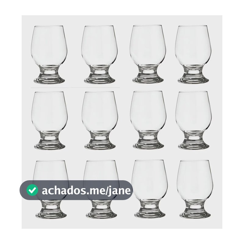 Kit 12 Taças de Agua Nadir Paulista 250ml Vidro Transparente