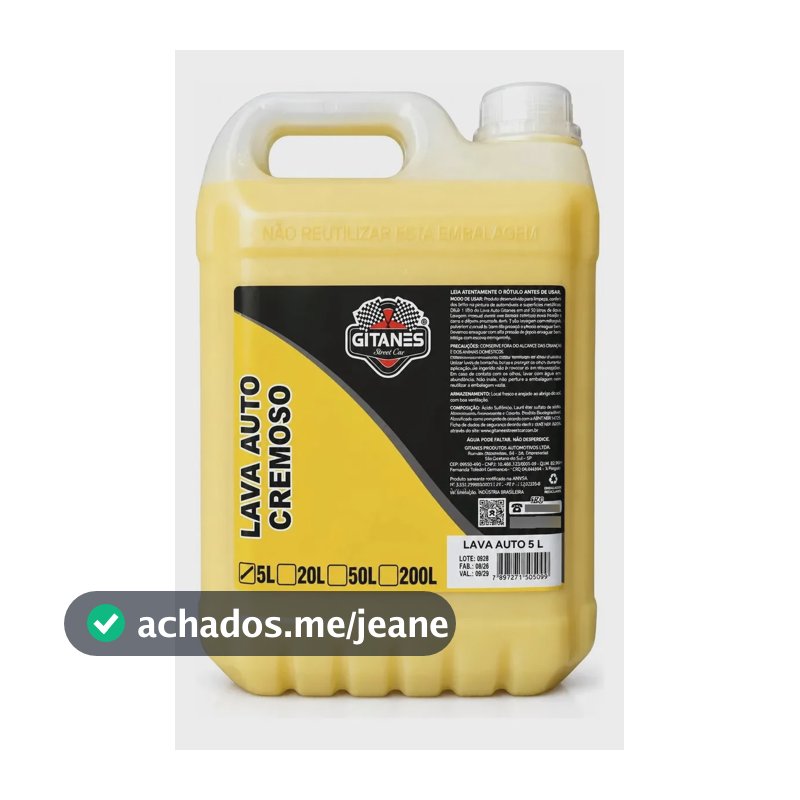 Shampoo Automotivo Lava Auto Cremoso Carro Moto 5l Gitanes