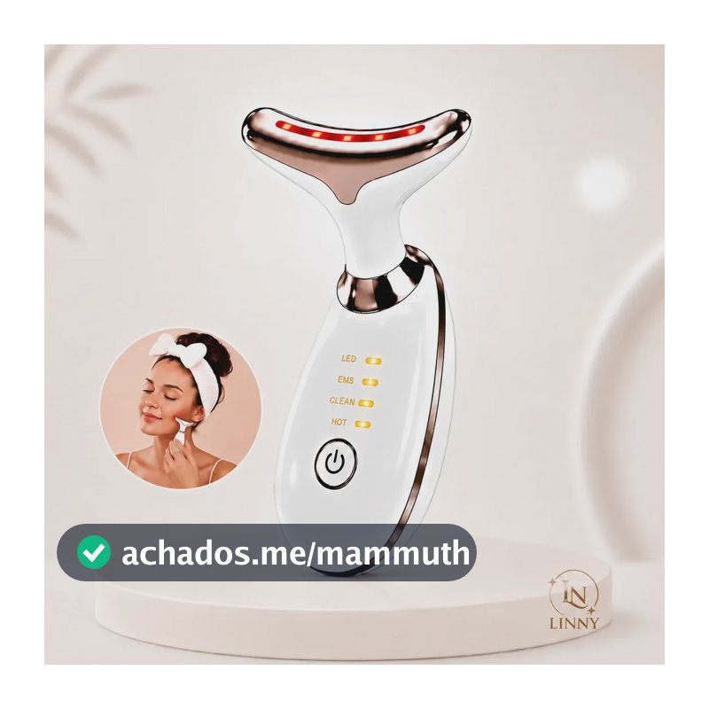 Massageador Facial Lifting Rosto E Pescoço Led Vibração Bivolt 110v 220v Fototerapia Rejuvenescer Firmeza Anti-rugas... Branco 127/220v