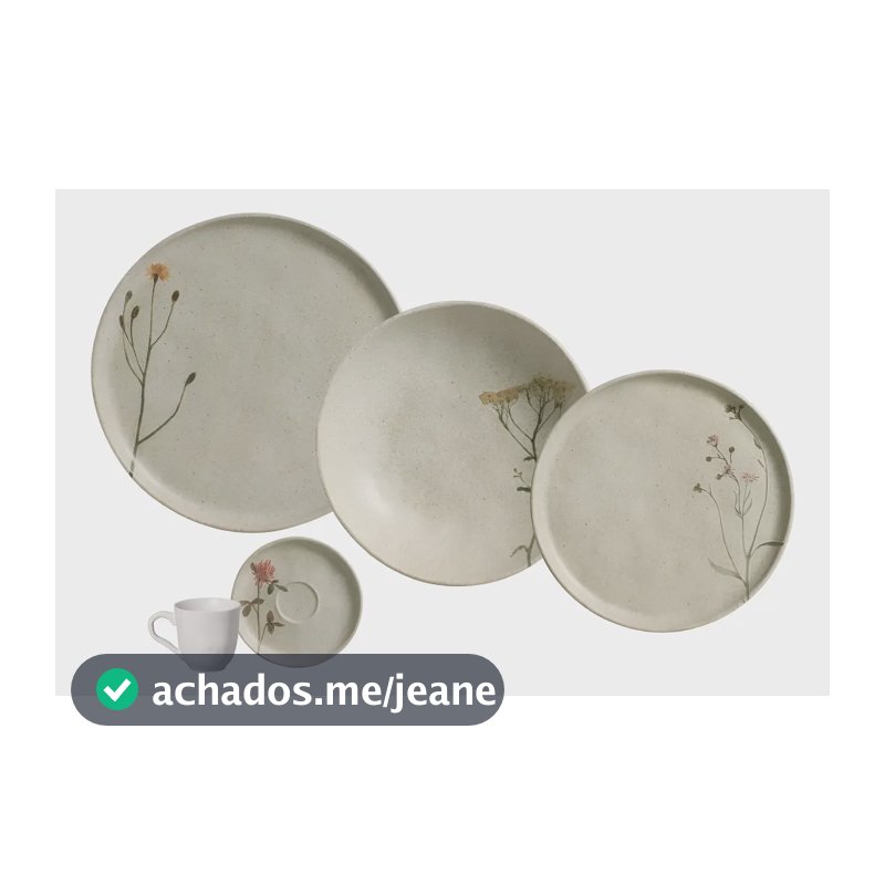 Aparelho de Jantar 30 Peças Stoneware Cinza Porto Brasil Bio Campestre
