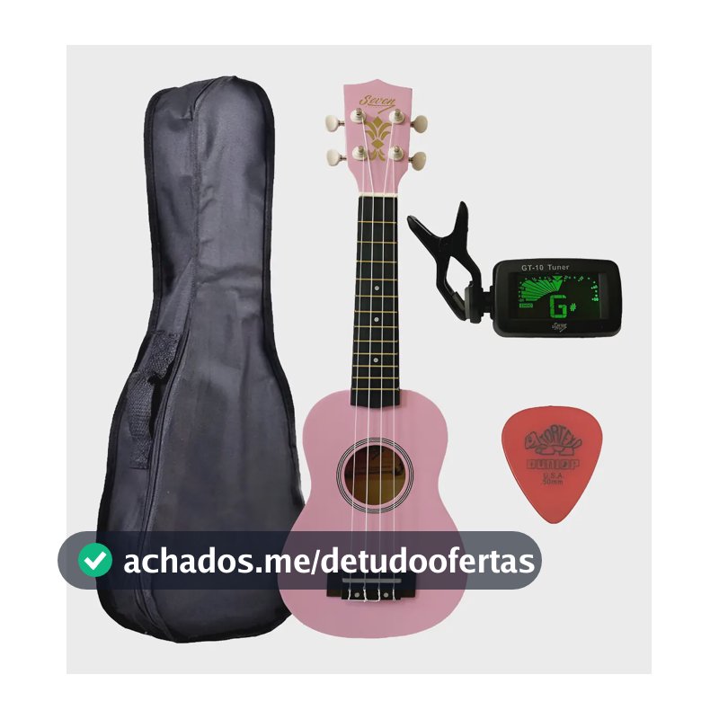 Ukulele Rosa Seven Soprano Suk-07 Pi C/ Capa E Afinador