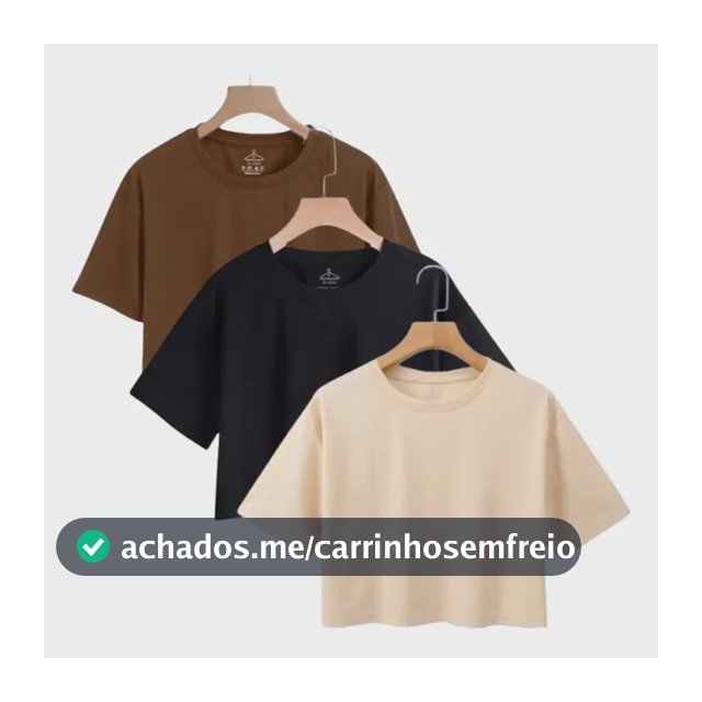 Kit 3 Cropped Feminino Oversized Academia Malha Premium 100%