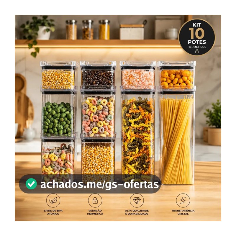 Kit 10 Porta Mantimentos Hermetico, Pote Para Alimentos