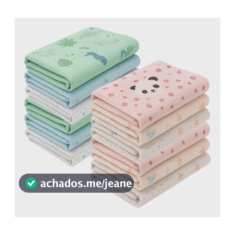 Kit 6 Cueiros Algodão Flanelado Manta Enxoval Bebê 80x50cm Animais Rosa Rosa