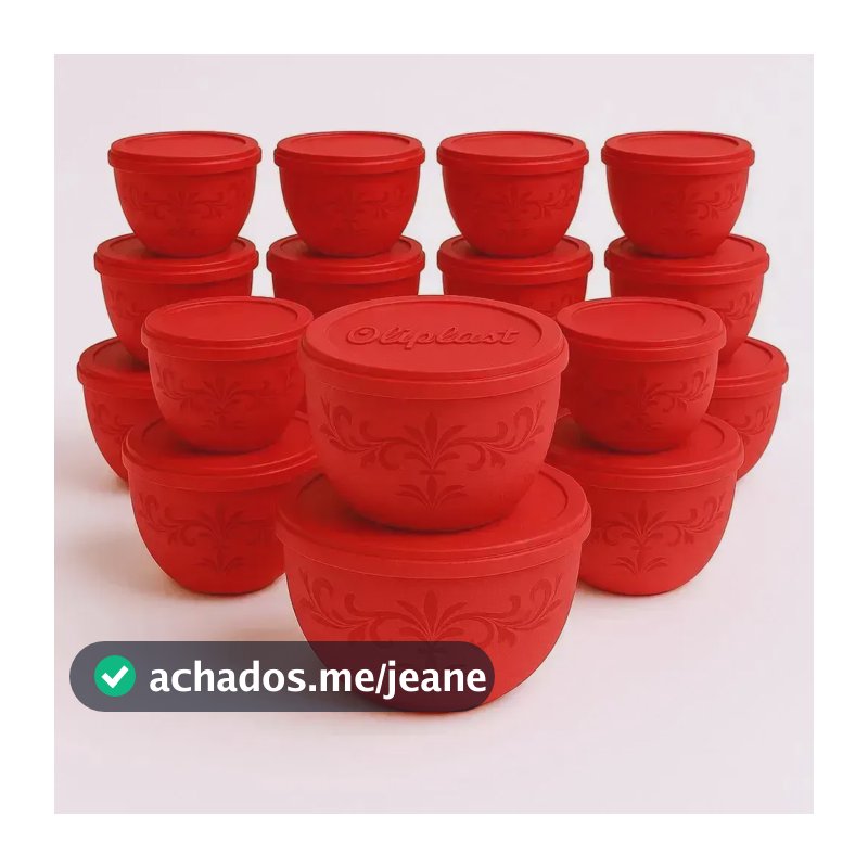 Conjunto 10 Potes Bowl Personalizado 1l Oliplast Vermelho