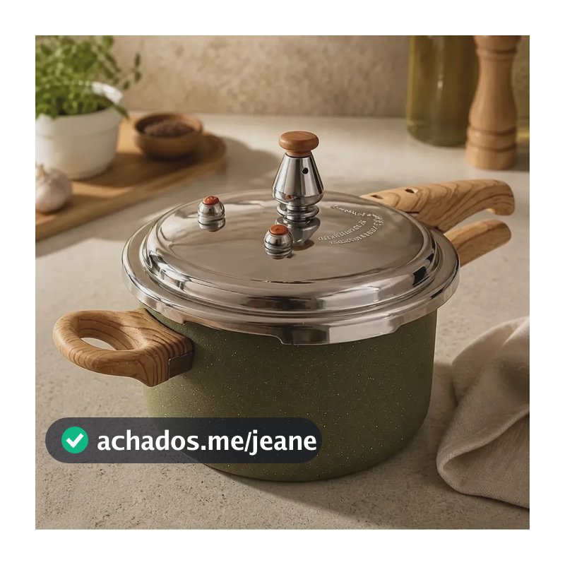 Panela De Pressão Max Chef Wood 4,2l Gas Eletrico Indução Verde Acinzentado