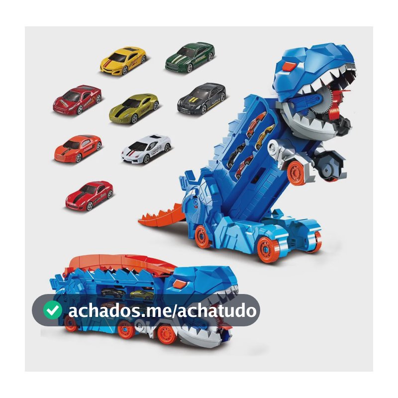 Caminhão Dinossauro Pista Com Carrinhos Maleta Transporte Cor Azul