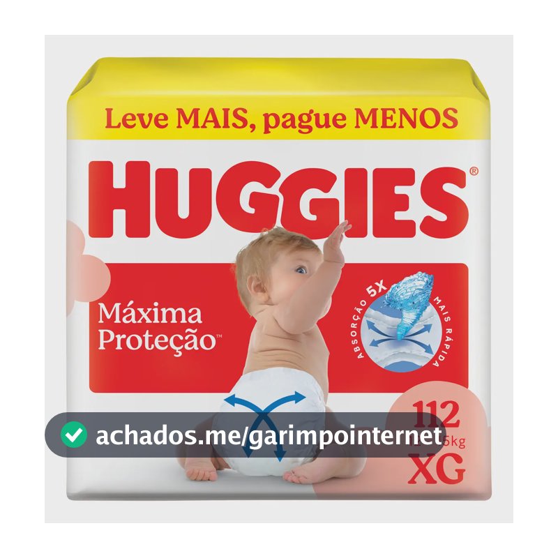 Huggies Fralda Descartável Máxima Proteção XG - 112 Un