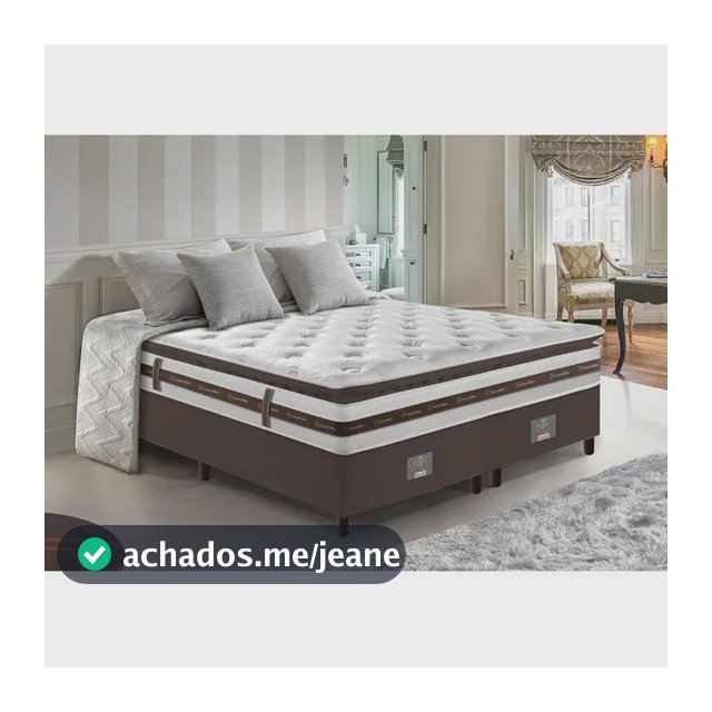 Cama Box King 193x203 Pocket Cama Inbox Relax Pillow Café Cor Café/Branco
