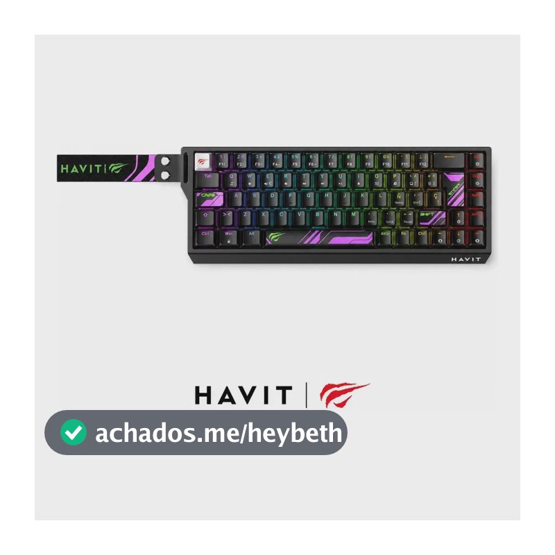 Teclado Magnético Gamer Havit KB922L Pro-SP 65% 69 Teclas Rapid Trigger 0,01mm 8000Hz RGB Hall Effect Com Fio USB-C Cor Preto Inglês US