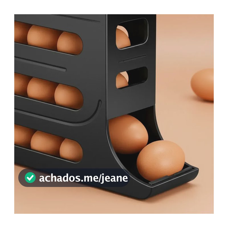 Organizador De Ovos Automático Geladeira 30 Ovos Preto Preto