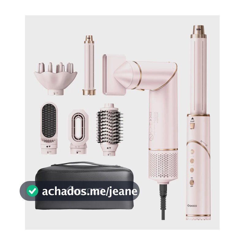 Secador De Cabelo Gokoco Com 7 Em 1 Escova Hot Air Styler Cor Rosa