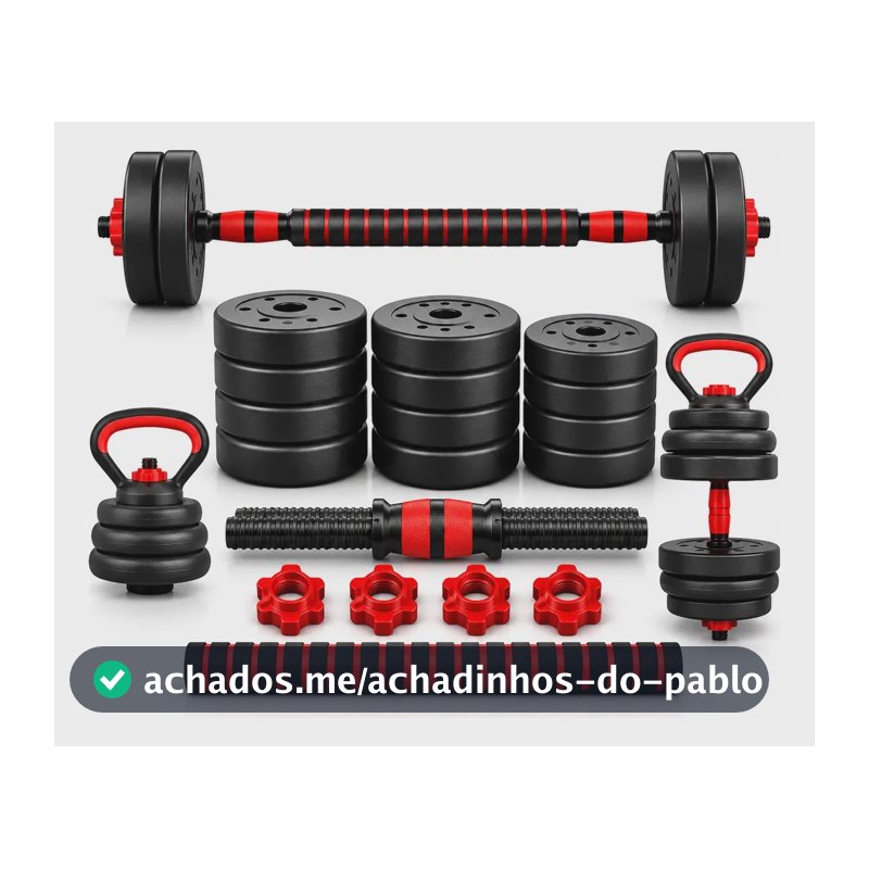Kit Halteres Anilhas Kettlebell 10kg Academia Musculação 6x1 Preto