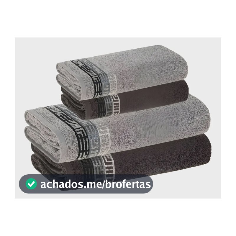 Jogo De Toalhas 4 Pçs Fio Cardado 100% Algodão Bosco Karsten Cinza Bosco