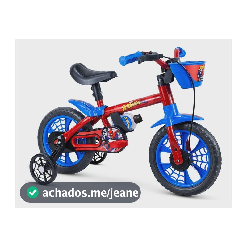 Bicicleta Infantil Aro 12 Homem Aranha Nathor Spider-man Cor Vermelho Azul e Preto