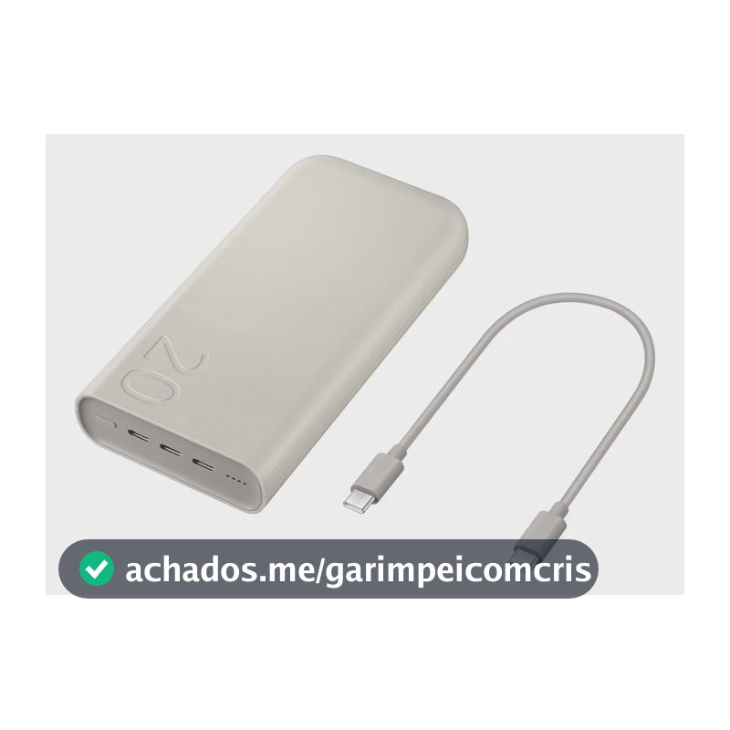 Carregador Power Bank sem fio Samsung | Potência de 45 W | 20.000 mAh | Cor bege | Carregamento super rápido 2.0