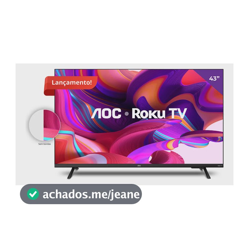 Smart Tv 43'' Full Hd Com Roku Tv 43s5135/78g Aoc Cor Preto